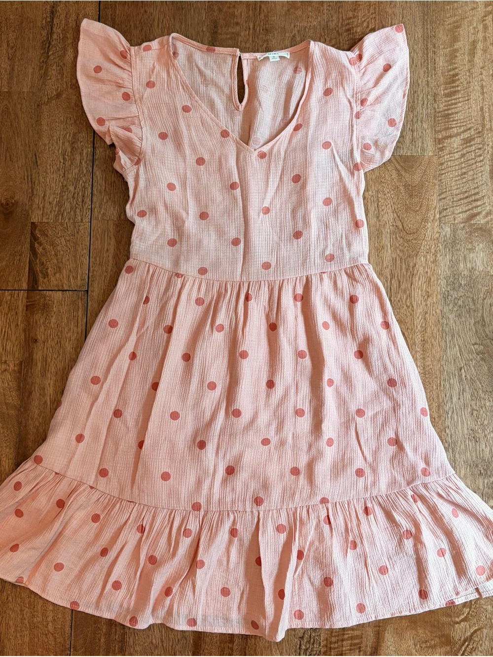 mine Women’s Pink Polka Dot Flutter Sleeve Mini Dress